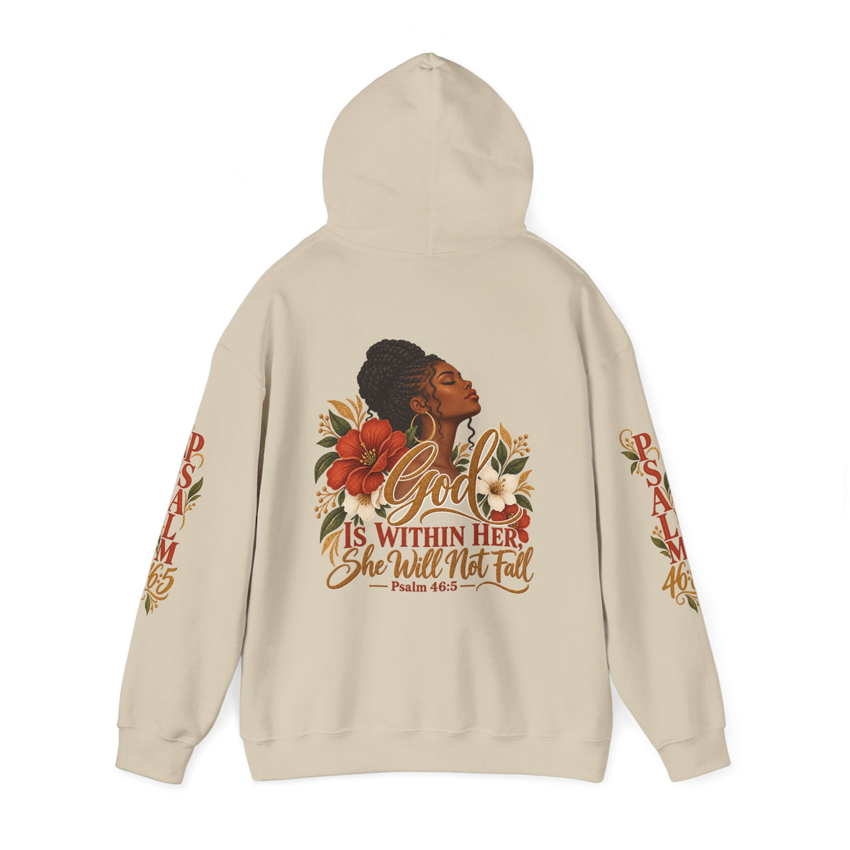 Psalm 46:5 'She Will Not Fall' Hoodie – Floral Faith Women’s Pullover