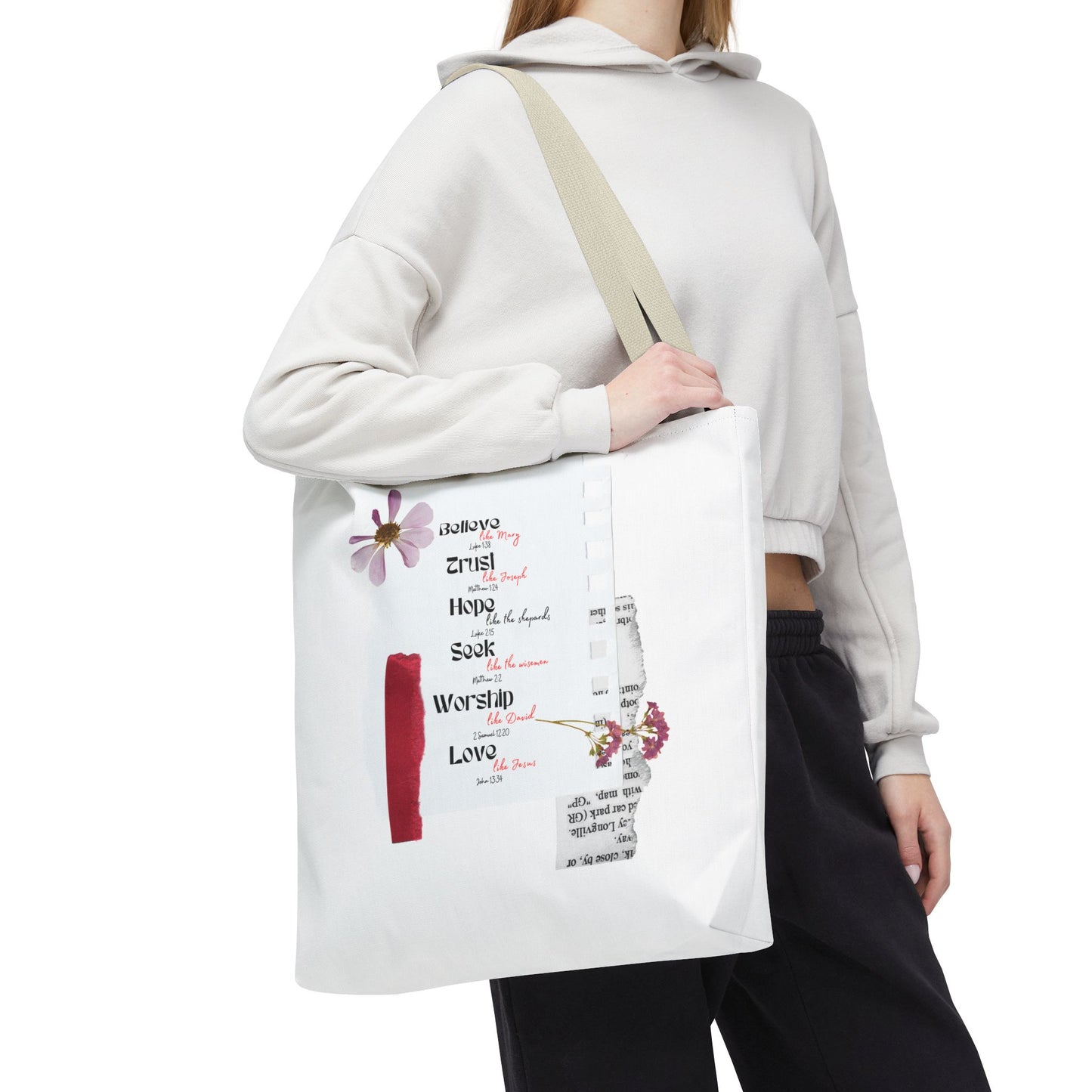 Believe, Trust, Hope, Worship, Love Tote Bag