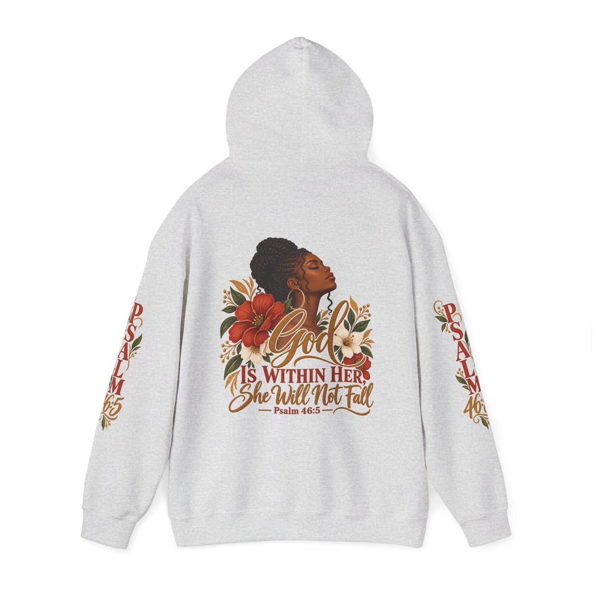 Psalm 46:5 'She Will Not Fall' Hoodie – Floral Faith Women’s Pullover