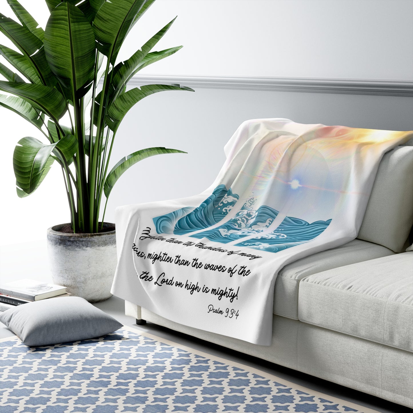 Psalm 93:4 Sherpa Fleece Blanket | Cozy & Soft Comfort for Home Decor | Perfect Gift for Faith & Hope