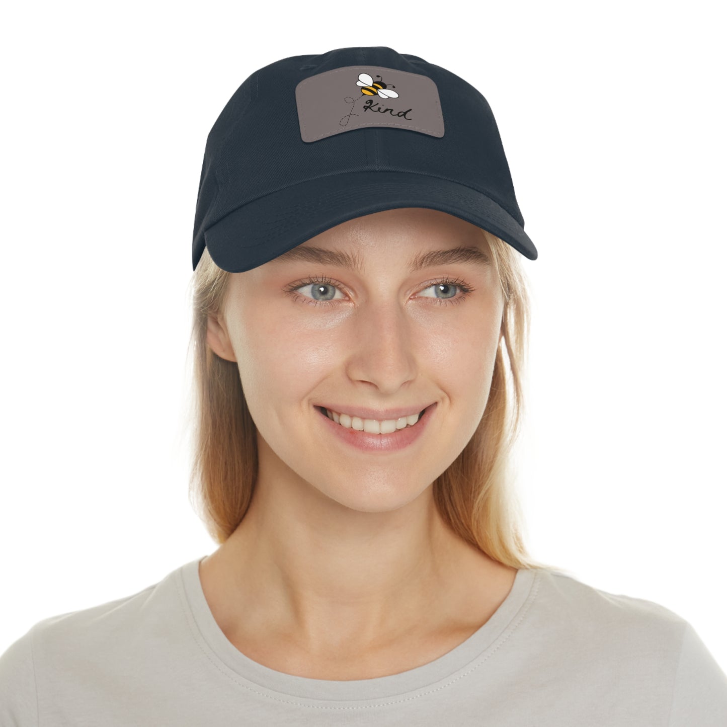 Bee Kind baseball cap with leather patch