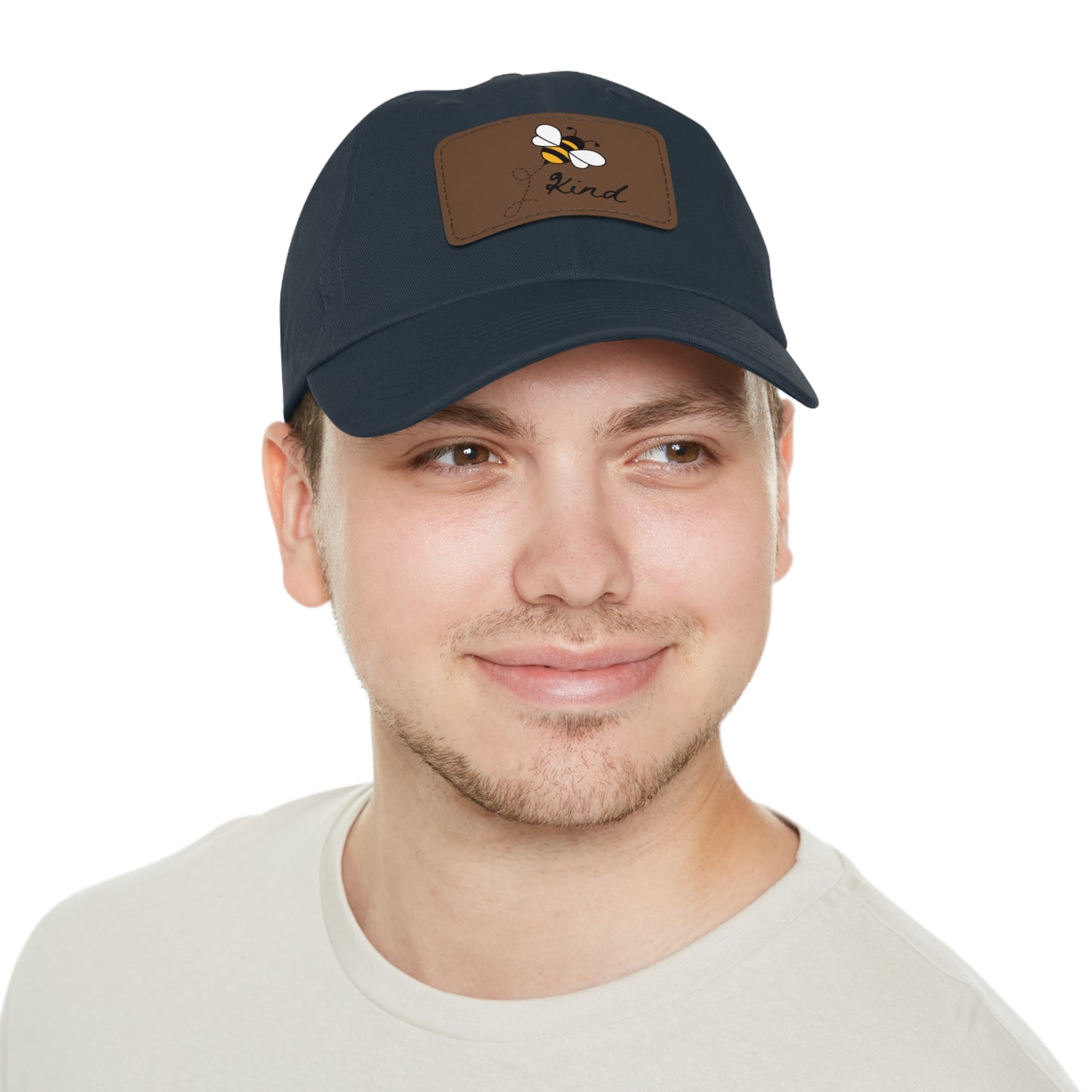 Bee Kind baseball cap with leather patch