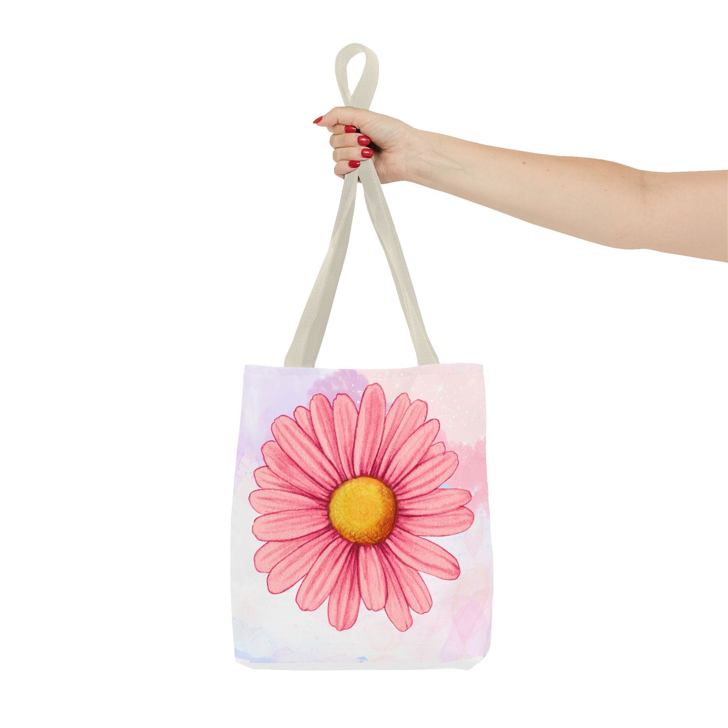 Pink Watercolor Daisy Tote Bag