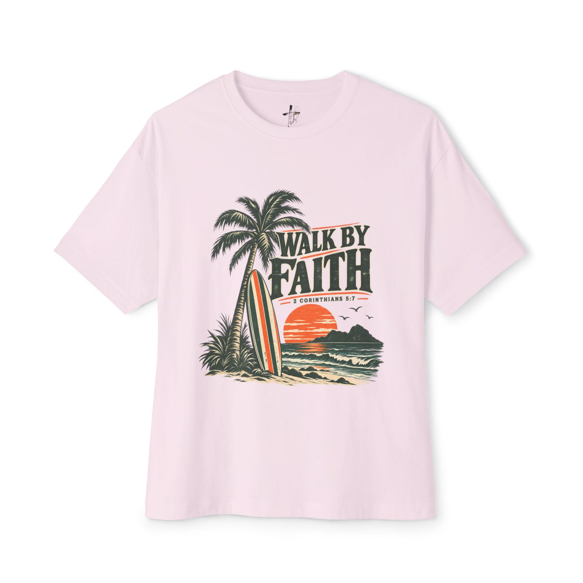 Walk By Faith Surf Tee — Christian Beach Graphic T-Shirt