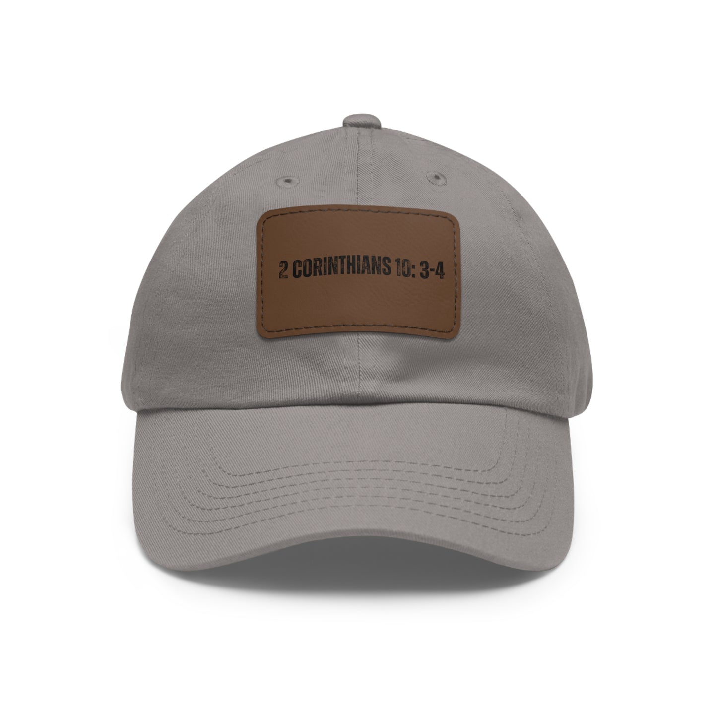 2 Corinthians 10:3-4 baseball cap with leather patch