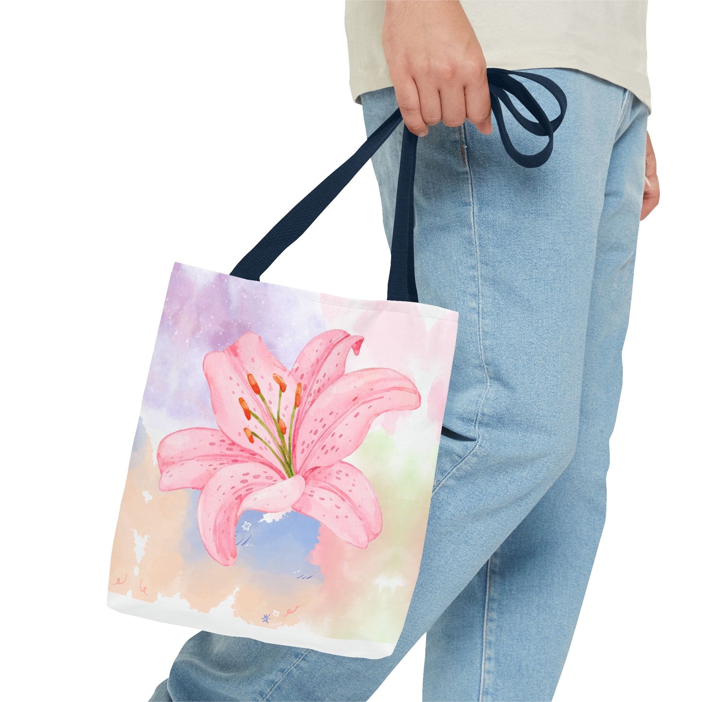 Pink Watercolor Lily Tote Bag