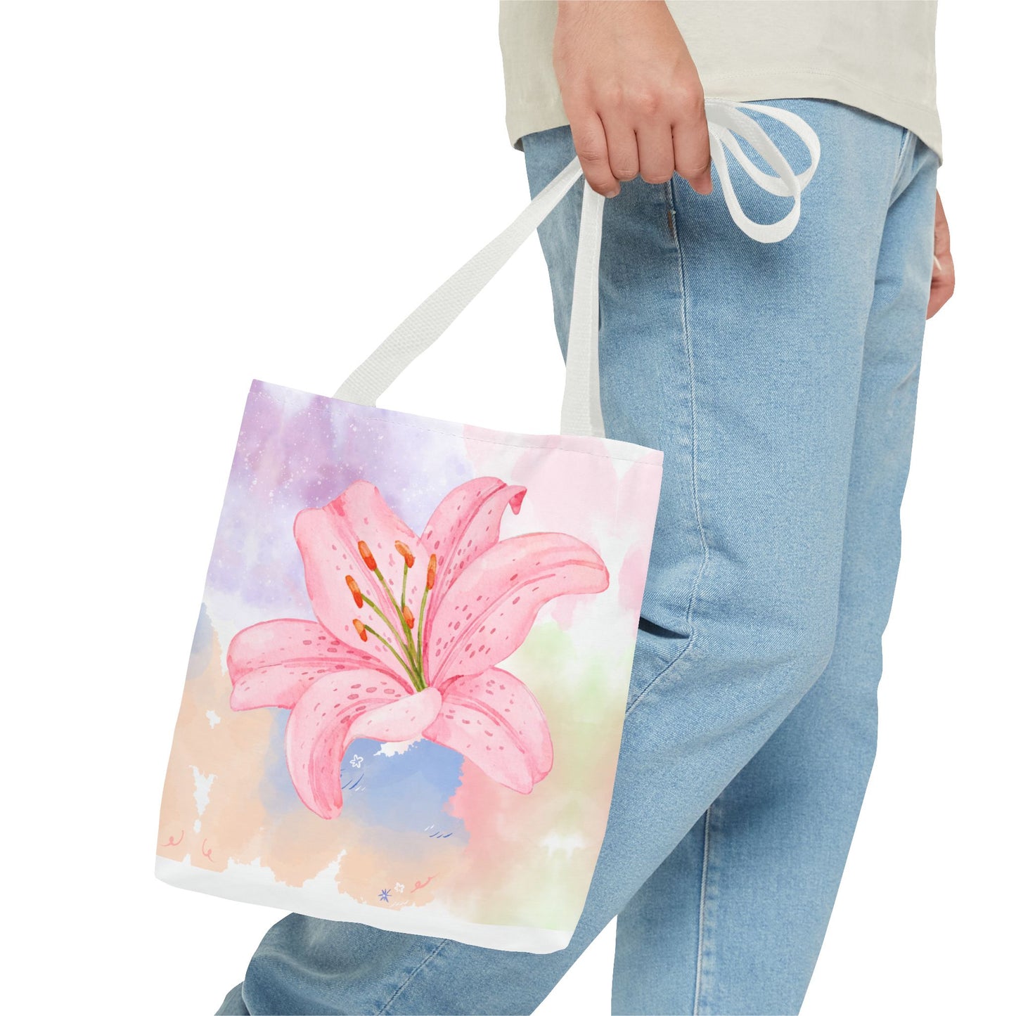 Pink Watercolor Lily Tote Bag