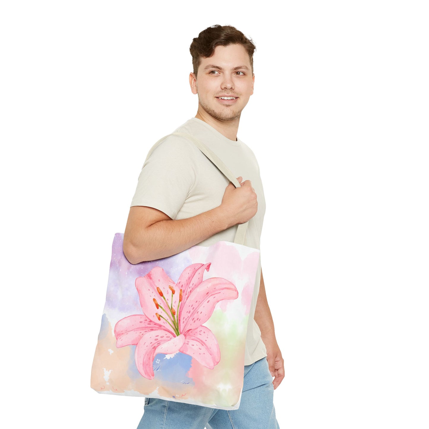 Pink Watercolor Lily Tote Bag