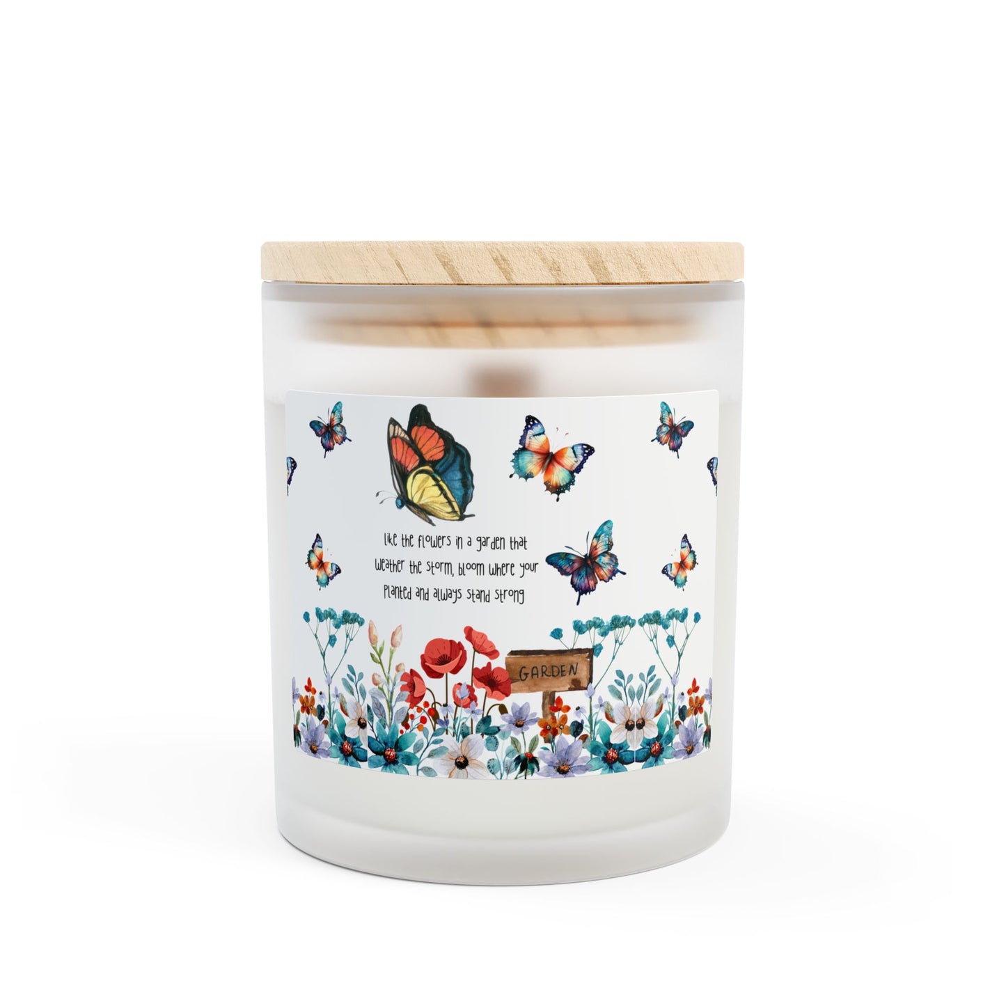 Bloom Like the Flowers Frosted Glass Candle, 11oz